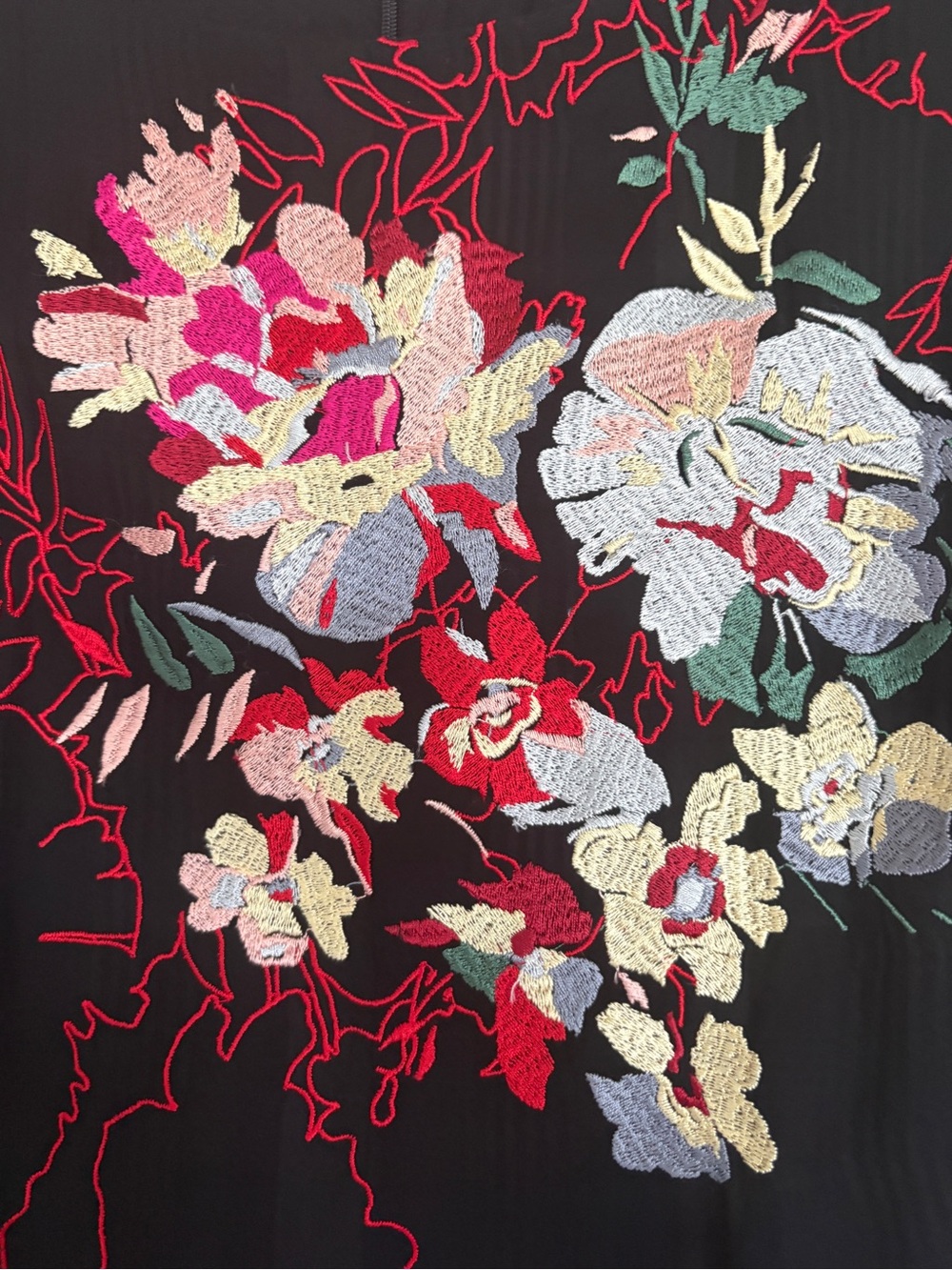 Soft Surroundings Black Floral Embroidered Sleeveless Dress - Picture 4 of 8